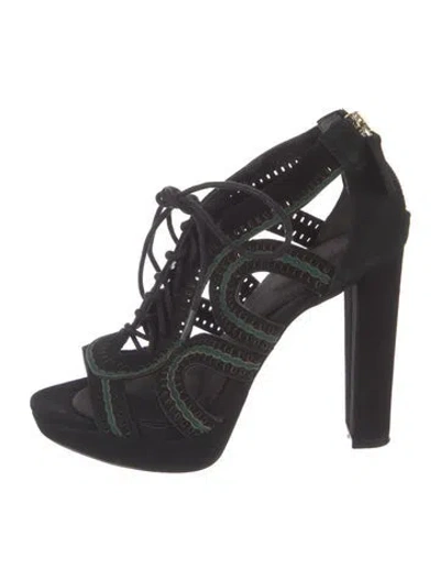 Pre-owned Reiss Suede Patterned Pumps In Black