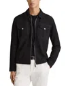 Reiss Mens Belle Zip-through Suede Shirt Jacket Navy In Navy