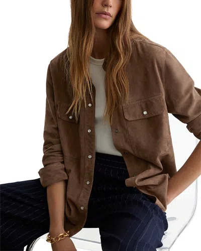 Reiss Suede Shirt In Brown