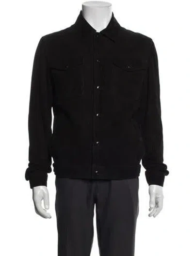 Pre-owned Reiss Suede Utility Jacket In Gray