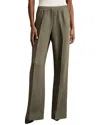 Reiss Khaki Sunnie Wide-leg Drawstring Trousers In Gray