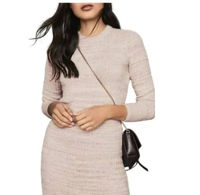 Reiss Suri Neutral Stretch Ribbed Crew Neck Pullover Sweater In Pink