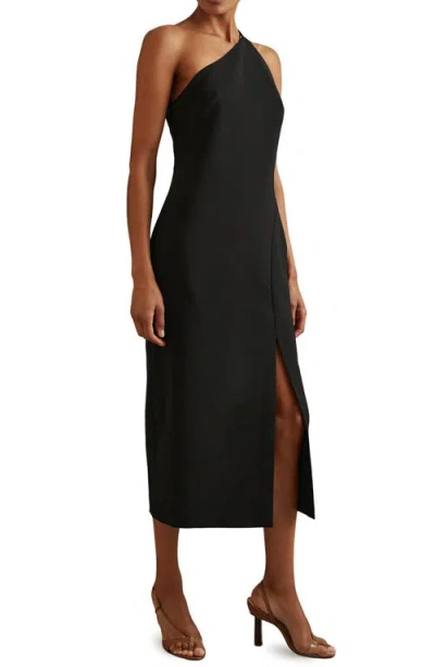 Reiss Suri One-shoulder Midi Dress In Black