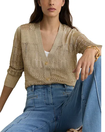 Reiss Suzanne Pointelle V Neck Cardigan In Neutral