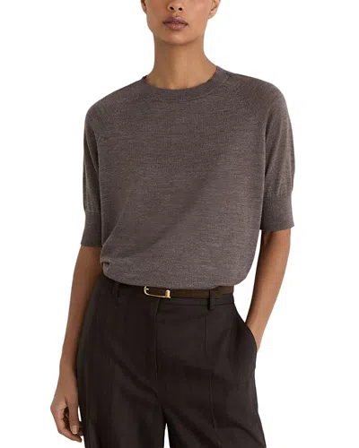 Reiss Suzzie Wool Mock Neck Tee In Brown