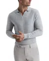 Reiss Soft Grey Melange Wool-cashmere Open-collar Polo Shirt In White