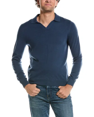 Reiss Swifts Merino Wool Open Collar Top In Blue