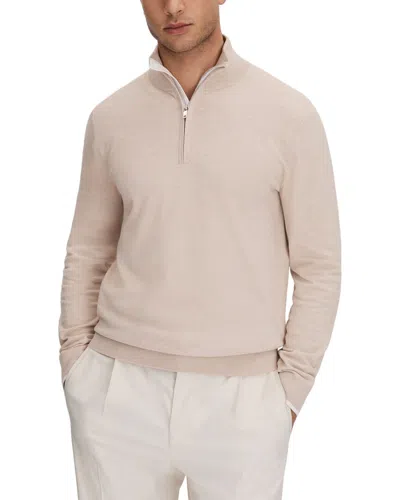 Reiss Swinley Cotton Half Zip Top In Brown