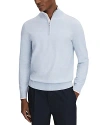 Reiss Soft Blue Melange Cotton Blend Half-zip Funnel Neck Jumper In Soft Blue