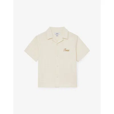 Reiss Kids' White Sycamore Brand-embroidered Woven Shirt 9-13 In Neutral