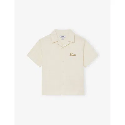 Reiss Kids' White Sycamore Brand-embroidered Woven Shirt In Neutral