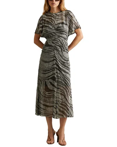 Reiss Tabitha Animal Printed Midi Dress In Gray