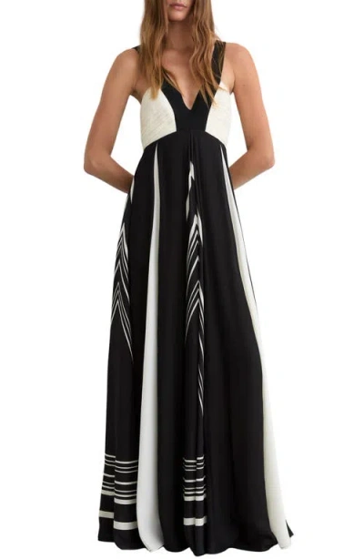 Reiss Tallie Mixed Print Maxi Dress In Black