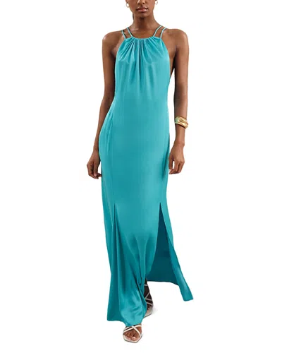 Reiss Tallie Satin Dress In Blue