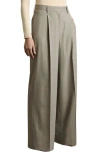 Reiss Tallulah Pinstripe Pleat Front Wide Leg Stretch Wool Pants In Gray