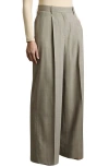 Reiss Tallulah Pinstripe Pleat Front Wide Leg Stretch Wool Pants In Grey