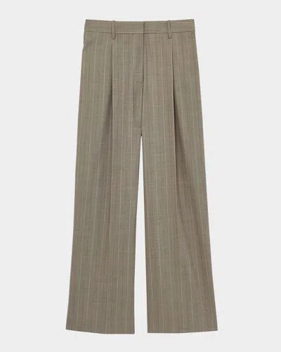 REISS TALLULAH PLEATED HIGH-RISE PINSTRIPE PANTS