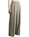 Reiss Tallulah Pinstripe Pleat Front Wide Leg Stretch Wool Pants In Animal Print