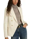 Reiss White Tally Tailored Fit Textured Double Breasted Blazer In White