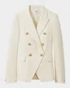 Reiss White Tally Tailored Fit Textured Double Breasted Blazer In White