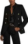 Reiss Tally Double Breasted Wool Blend Blazer In Animal Print
