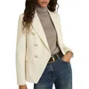 Reiss White Tally Tailored Fit Textured Double Breasted Blazer In Neutral