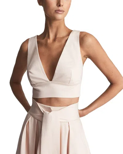 Reiss Tammi Crop Top With Bow Detail In Brown