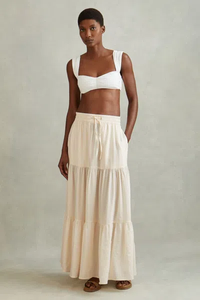 Reiss Tammy - Neutral Tiered Drawstring Maxi Skirt, Us 0