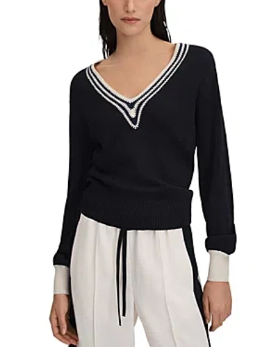 Reiss Tammy Contrast Trim Sweater In Navy/white