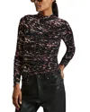 Reiss Tammy Printed Ruched Top In Black/brown