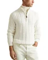 Reiss Tamworth Half Zip Cable Sweater In White