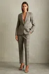Reiss Grey Check Tamy Petite Checked Slim Fit Suit Blazer In Grey Check