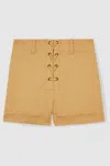 Reiss Tan Clement 13-14 Yrs Cotton Lace-up Shorts In Tan