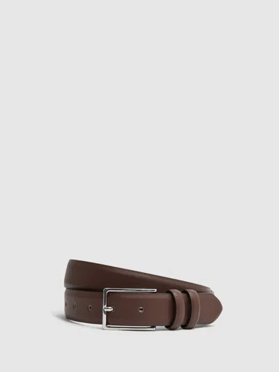 Reiss Tan Dante Smooth Leather Belt In Brown