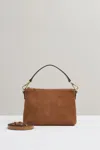 Reiss Tan Leather And Suede Double-strap Bag In Tan