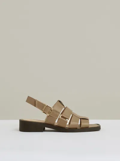 Reiss Tan Leather Fisherman Sandals