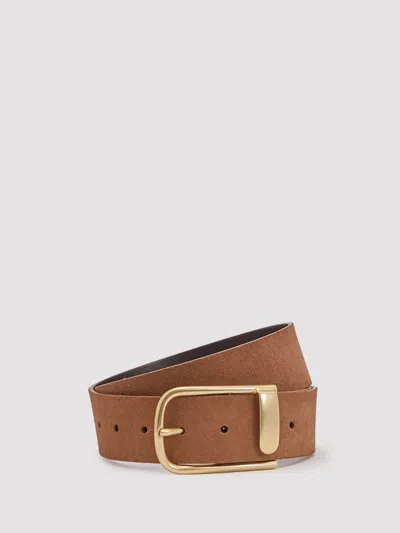 Reiss Tan Leather Half Keeper Belt In Neutral