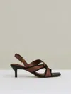 Reiss Tan Leather Link-strap Low-heel Sandals In Brown