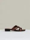 Reiss Tan Leather Link-strap Slip-on Sandals In Brown