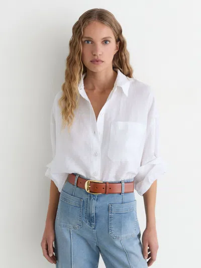 Reiss Tan Leather Rounded-buckle Belt