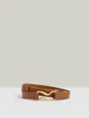 Reiss Tan Leather Sculpted-hardware Belt