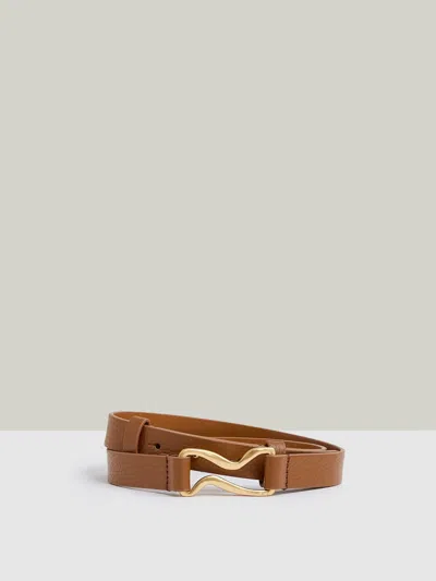 Reiss Tan Leather Sculpted-hardware Belt