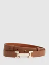 Reiss Tan Leather Square Hinge Belt
