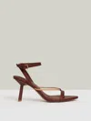 Reiss Tan Leather Strappy Heeled Sandals In Brown