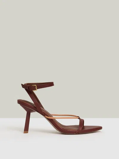 Reiss Tan Leather Strappy Heeled Sandals In Brown