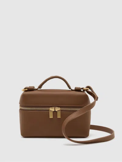 Reiss Tan Leather Vanity Crossbody Bag