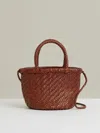 Reiss Tan Leather Woven Mini Tote Bag In Brown