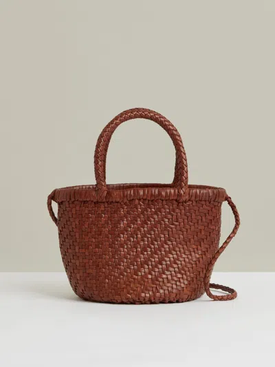 Reiss Tan Leather Woven Mini Tote Bag In Brown
