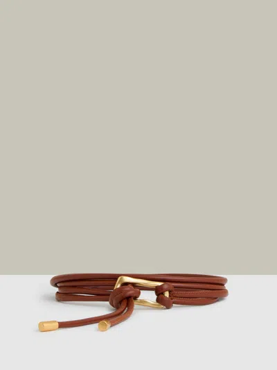 Reiss Tan Sculpted Buckle Tubular Tie Belt