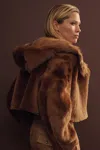 Reiss Tan Shearling Removable Hood Jacket In Tan